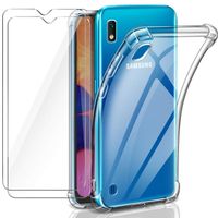 Leathlux Coque Samsung Galaxy a10 Transparente + 2 × Verre trempé a10 Protection écran Film Vitre, Souple Silicone [Antichoc Bump