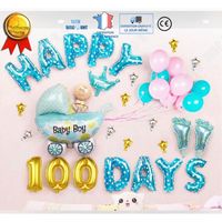 TD® Kit de décoration anniversaire happy 100 days birthday joyeux banderole fête fille rose ballons babyshower accessoire bannière