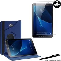 Housse Etui Bleu foncé pour Samsung Galaxy Tab A6 10.1 T580 T585 Rotatif 360° + 2 vitres de protection avec Stylet Toproduits®