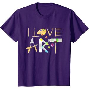 CRAYON DE COULEUR Cadeau Pour Peintre I Love Art Pinceau Palette Dessinateur T-Shirt[W784]