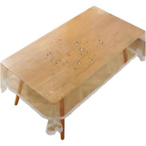 XWanitd Nappe de table ronde transparente en PVC facile à nettoyer,  antidérapante et imperméable (80 cm), Transparent, 80cm-Round