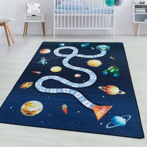 TAPIS Tapis d'Enfant Chambre - Titan - Planète - Navy - 