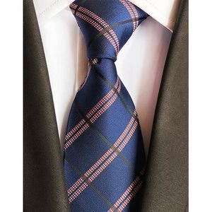 Hot Classique Plaids bleu blanc Jacquard Tissé 100% Soie Hommes Cravate Cravate Hot Classique Plaids bleu blanc Jacquard Tissé 100% Soie Hommes Cravate Cravate