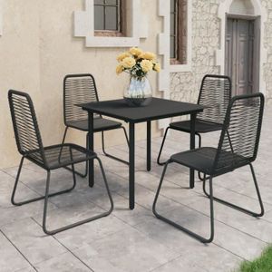 Ensemble table et chaise de jardin SWEET Ensemble à dîner de jardin 5 pcs Rotin PVC Noir AB3060131 85670