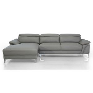 Canapé droit MIRA convertible velours gris souris 3 places | Leroy Merlin