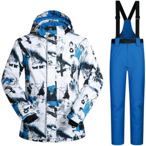 COMBINAISON DE SKI Ensemble de Vetements de Ski Homme-Bleu-Imperméable Veste Softshell de Ski+Pantalon de Ski Homme Coupe-vent Hiver