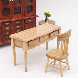 MAISON POUPÉE Omabeta Bureau de maison de poupée Table de bureau en bois, modèle de meuble Miniature pour maison de poupée 1:12, jeux peluche