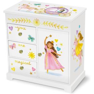 BOITE A BIJOUX Boîte à Bijoux Musicale Princesse pour Petite Filles - Boîte à Musique pour Enfants avec Tiroirs, Cadeau Princesse pour Filles, 175