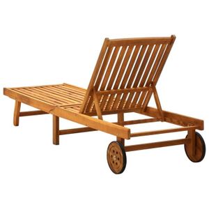 CHAISE LONGUE Chaise longue de jardin avec coussin Bois d'acacia