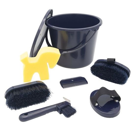 Kit De Lavage Pour Chevaux Showman 4 Pièces – Soins équitation, Matériel De Pansage Bleu
