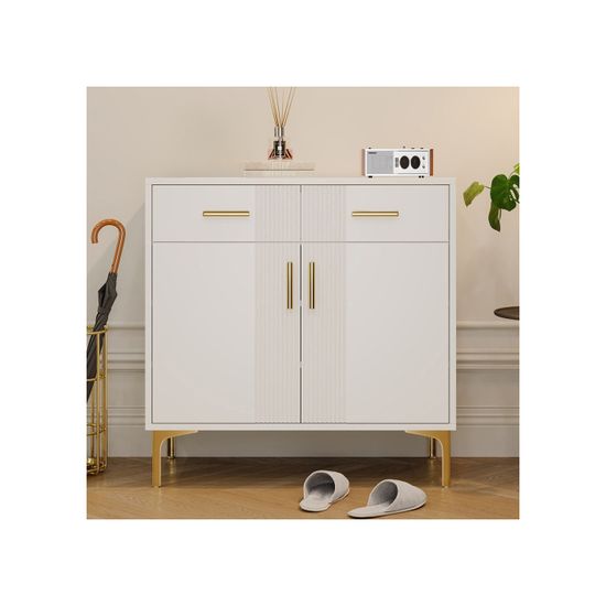 Buffet De Cuisine Avec 2 Placard 2 Tiroirs Et Étagère Inférieure Style Industriel Pour Salon Couloir Cuisine