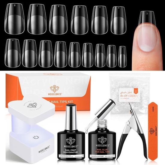 Kit Ongles Press-on 22 Capsules + Préparation - Bleu/multicolore - Forme Ovale/carré - Neuf
