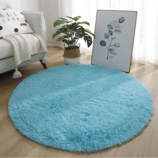 Tapis shaggy à poils longs Swirls Bleu 120x170 cm - Tapis doux pour