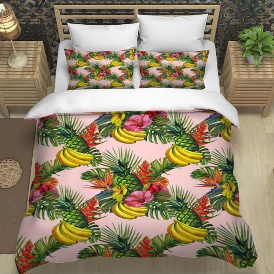 Parure de lit 1 personne ananas - 140 x 200 cm