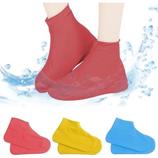Couvre-chaussures Imperméables Réutilisables – Fermeture éclair, Semelle Antidérapante – Taille L (39-40) – Pour Pluie, Randonnée, Vélo