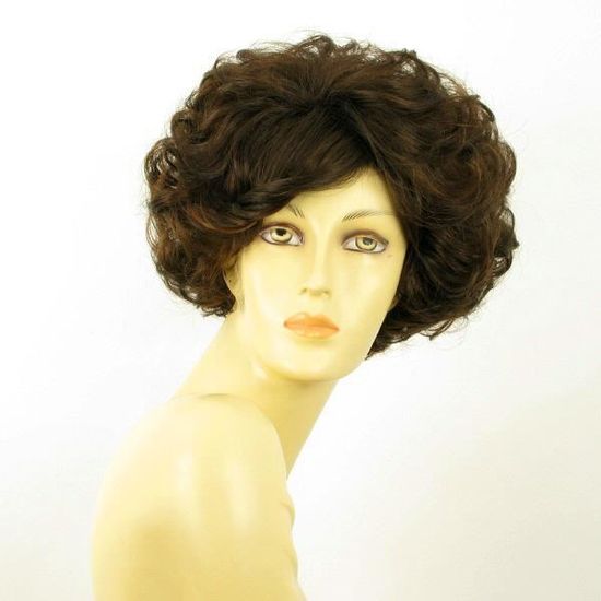 Perruque Mi-longue Bouclée Châtain Whitney 6 - Bonnet Moyen, Synthétique, Neuve Avec étiquettes