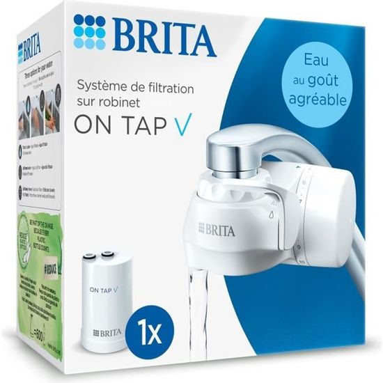 Système de filtration sur robinet - BRITA - ON TAP V - 600 L d'eau filtrée / 4 mois - 3 modes d'utilisations - 5 adaptateurs inclus