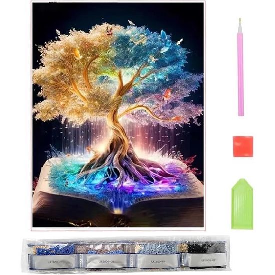 Peinture diamant pour enfants - Papillon - Cadeau pour filles de 6, 7, 8, 9, 10, 11 ans - Bricolage - Papillons avec cadre en bois - Jouet créatif