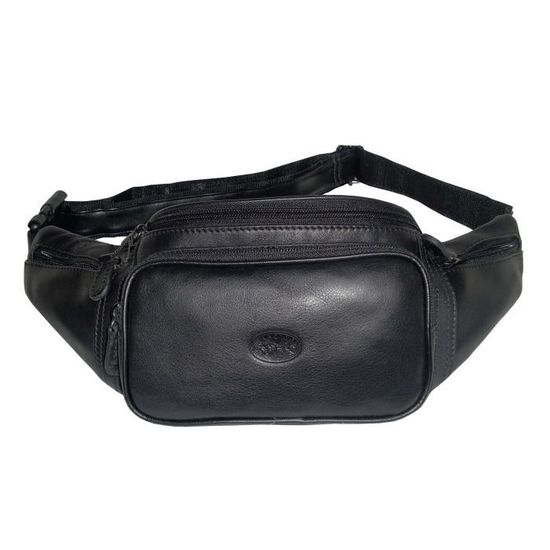 Banane Francinel En Cuir De Vachette Noir Ref 51045 - 28x13 Cm