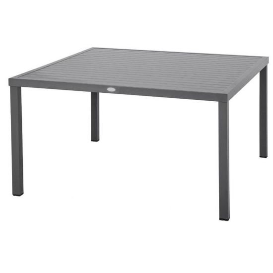 Table de jardin carrée Hespéride PIAZZA 8 places Graphite - Aluminium - 136 x 136 x 75 cm
