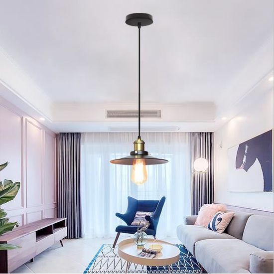 IDEGU Suspension Luminaire Moderne Spirale En Cascade Métal Noir - Lustre Design Vintage E27 Pour Salon Et Chambre