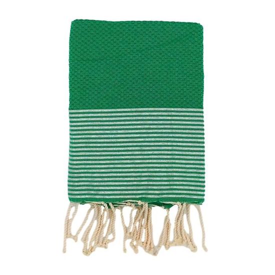 Fouta - FIVE - 100 Cm X 200 Cm - 100% Coton - Rayures Noires, Rouges, Beiges Et Grises - Finition Franges