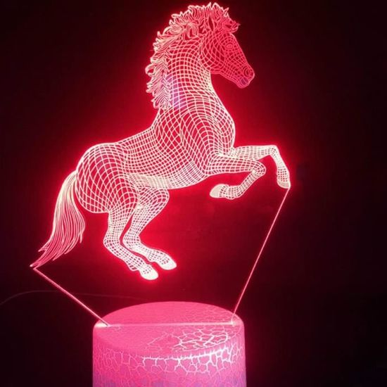 3D Cheval Lampe Illusion Optique Led Veilleuse Optiques Illusions Lampe