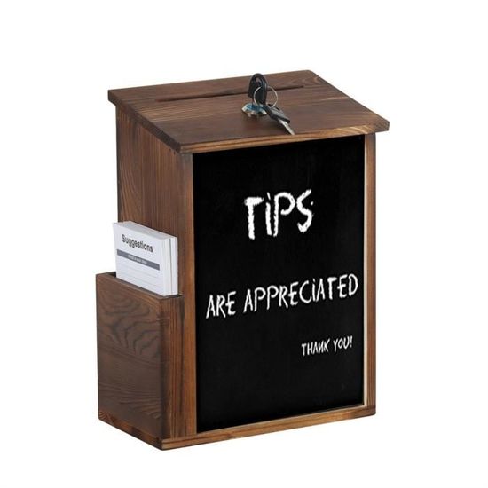 Boîte à Suggestions En Bois Avec Serrure – 50 Cartes + Stylo Inclus – Boîte à Idées, Commentaires, Votes, Marron Rustique