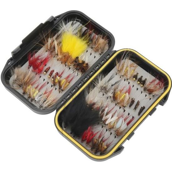 Bobby Hopper - Lot de 16 mouches pour pêche à la truite - Olive, noir, bordeaux et orange - Taille 10/12