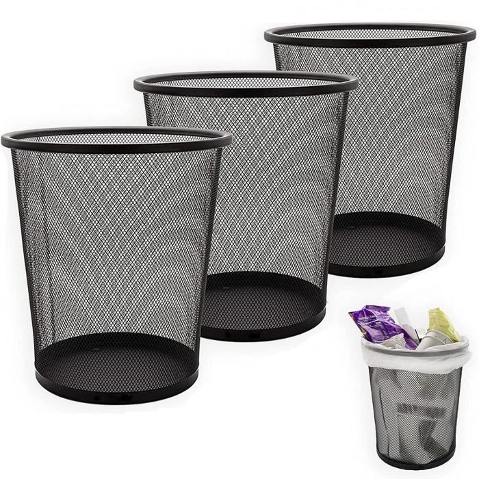 Lot De 3 Corbeille Papier 12L Poubelle De Bureau M tal Maille Petit lot-de-3-corbeille-papier-12l-poubelle-de-bureau-m-tal-maille-petit
