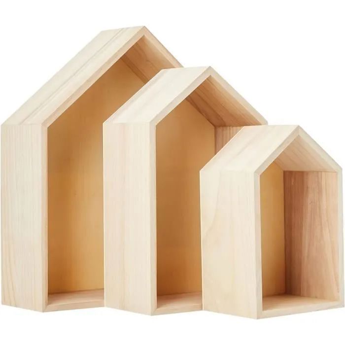 Ensemble de 3 étagères maison en bois