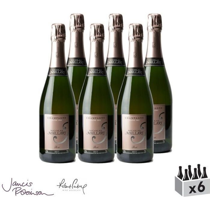 Champagne grand cru Brut Rosé - Champagne Nicolas Maillart - Lot de 6x75cl - 16-20 Jancis Robinson - Cépages Chardonnay, Pinot Noir