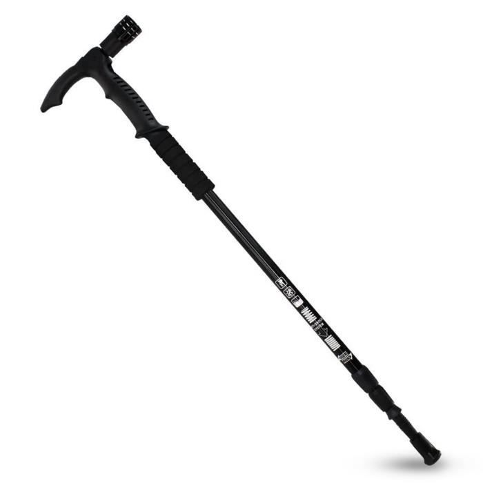 Bâton de Marche, Randonée ou Trekking Extensible - Ultra-Léger - Torche 5 LED - Boussole