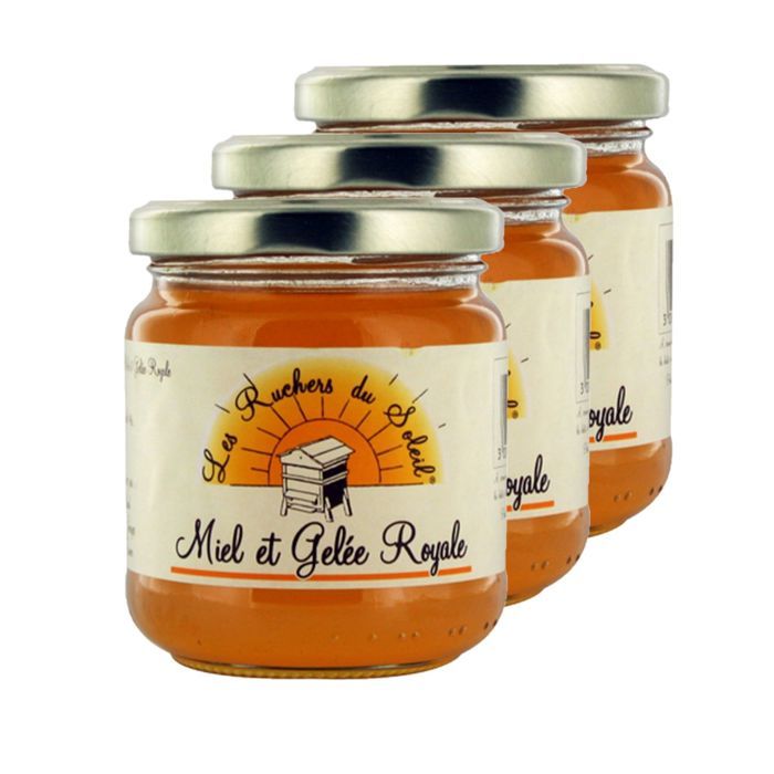 Lot 3x Miel et gelée royale - Les Ruchers du Soleil - pot 250g