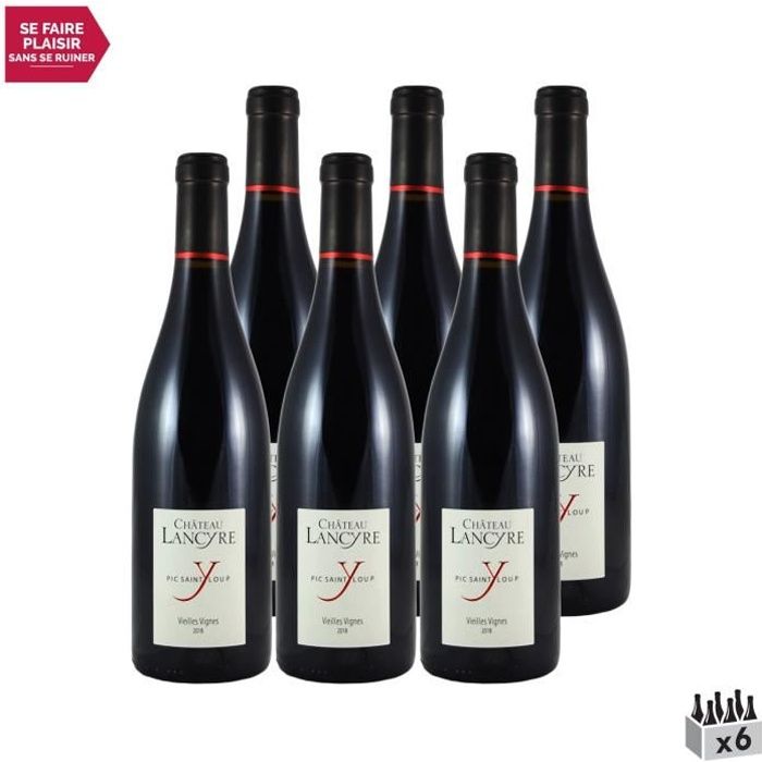 Pic Saint-Loup Cuvée Vieilles Vignes Rouge 2018 - Lot de 6x75cl - Château de Lancyre - Vin AOC Rouge du Languedoc - Roussillon