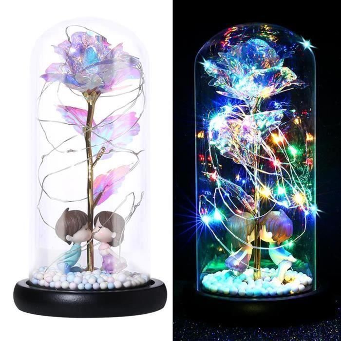 Lampe Rose à dôme de verre 40JP14 - Lampe pour noël, saint valentin, fête des mères, cadeau romantique - Modèle: 01 - HYPDXCB04872