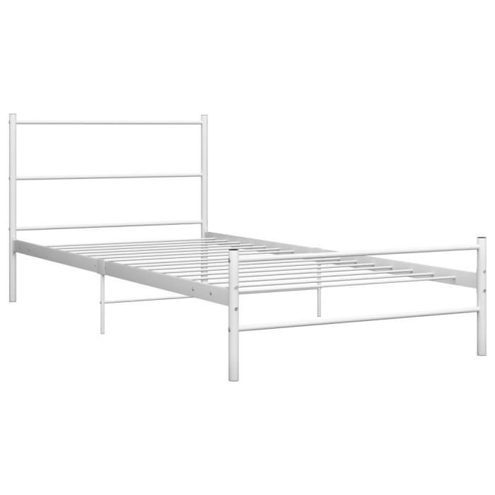 Jardin - Lit adulte Structure de lit Classique - Lit enfant Lit pour 1-2 personnes Blanc Métal 90 x 200 cm Style ancien 53225
