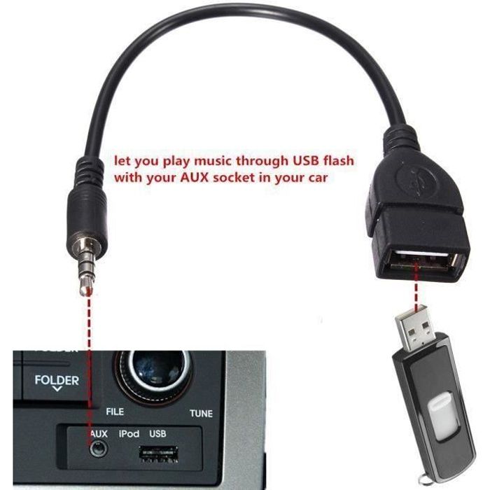 Adaptateur prise jack audio 3.5 mm à USB femelle