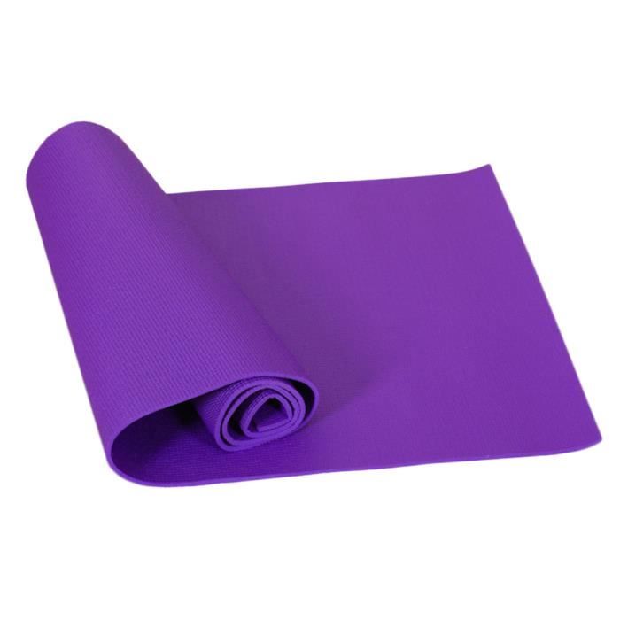 Yoga D'Exercice Antidérapant Entraînement Pilates Tapis de Yoga avec Sangle de Transport Violet 173X61X0.6cm