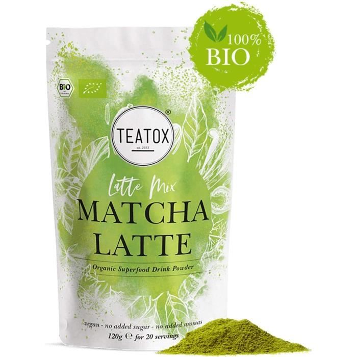 Latte Mix - Bio & Vegan superfood - Avec thé vert Matcha et racine de réglisse - poudre de boisson pour smoothie, jus vert ou latte