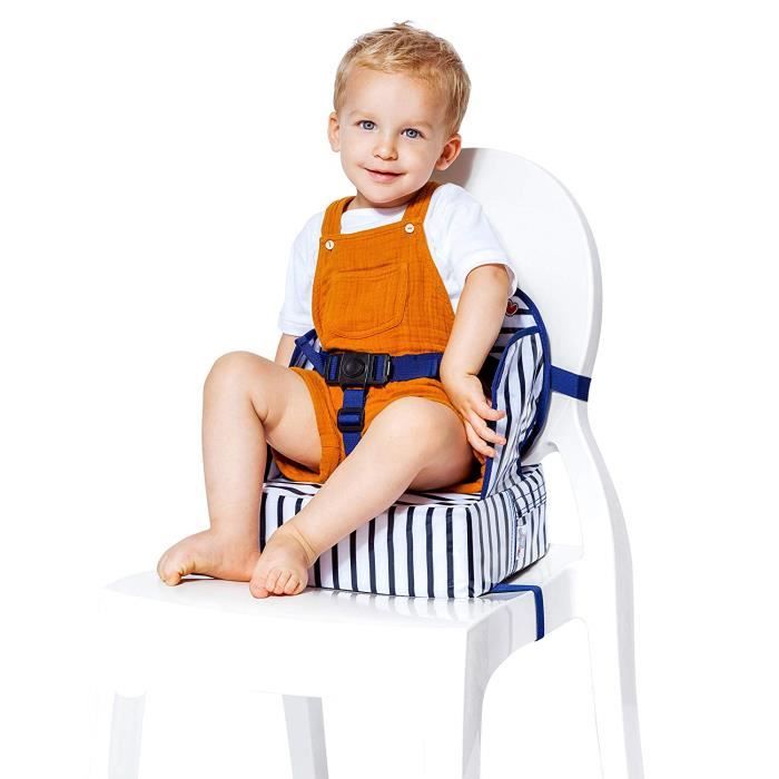 Baby-To-Love Easy Up, Chaise Haute Pour Bébé, Rehausseur Chaise Enfant, Rehausseur Nomade Bébé (Blue Stripes)