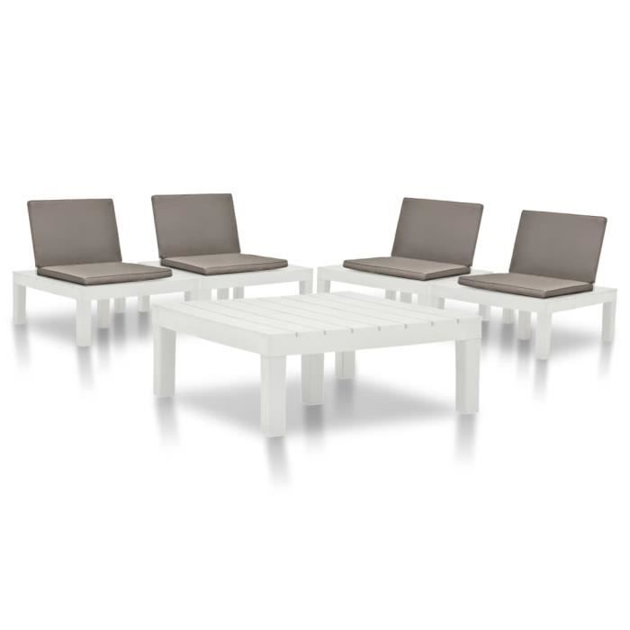 #56708 Ensemble repas de jardin Professionnel - Ensemble Table et Chaise de Jardin 5 pcs Plastique Blanc Parfait