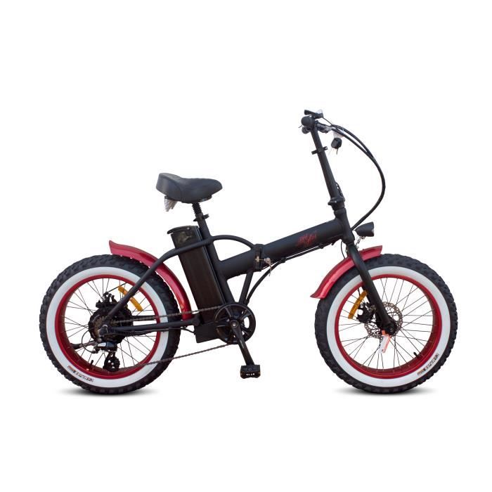 Fatty - Noir mat et rouge - 500W-20Ah - Vélo Électrique Pliant Fatbike - VAE 20 pouces