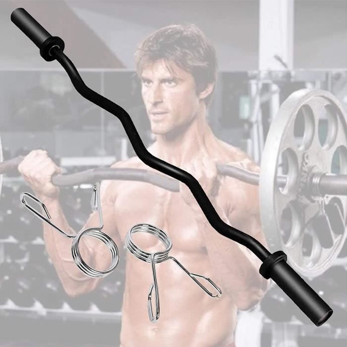 BARRE HALTERE POIDS Barre Curl,120cm Barbell EZ Bar,Ø50mm Noir Chromée et avec Moletée Barre de Musculation249