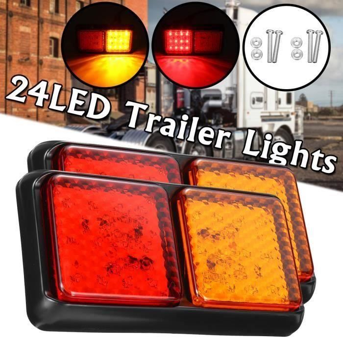 Feux Remorque 24 LED 10-30V Imperméable Voyants d'arrêt de frein Wir54