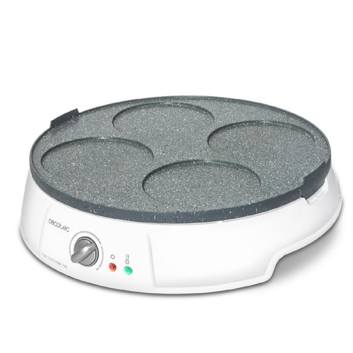 Cecotec Crêpière Fun Crepestone Twin. Plaque Réversible avec Revêtement Antiadhérent RockStone, Thermostat Réglable , Diamètre de 30
