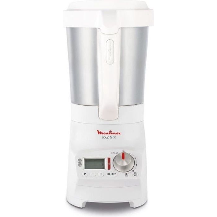 MOULINEX LM90A110 - Blender chauffant - 5 vitesses - 3 programmes - 2L - Bol et lames en Inox - Blanc