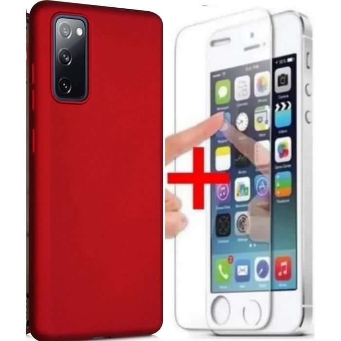 Samsung Galaxy A41 Verre Trempé Et Coque Rouge Silicone Souple Mat Douce Housse Etui Pour Samsung Galaxy A41