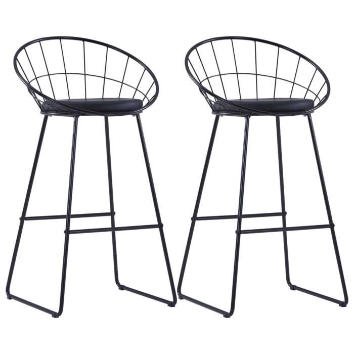 Lot de 2 Tabourets de Bar Chaises de bar avec sièges en similicuir 2 pcs Noir Acier