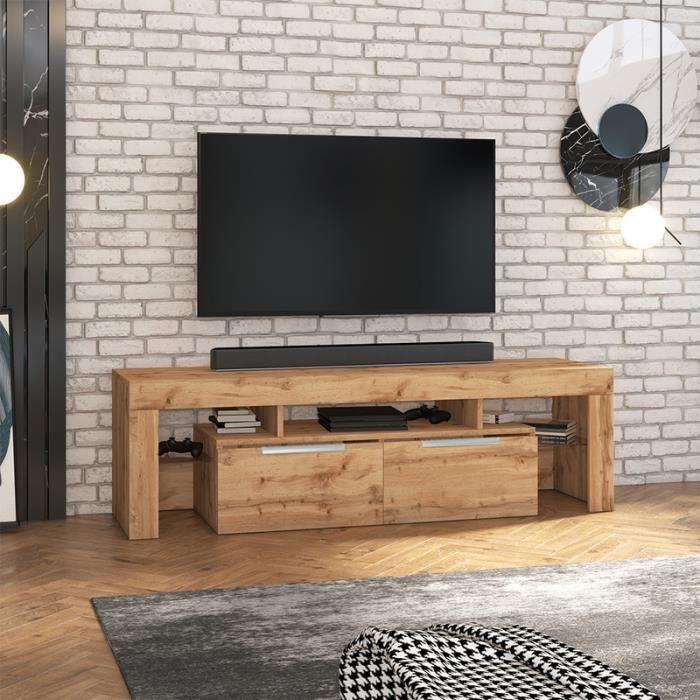 Meuble TV - VERGON - chêne lancaster - sans LED